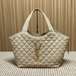 Best Replica YSL Saint Laurent icare medium Quilted Tote Bag Apricot Clone Sale