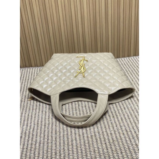 Best Replica YSL Saint Laurent icare medium Quilted Tote Bag Apricot Clone Sale