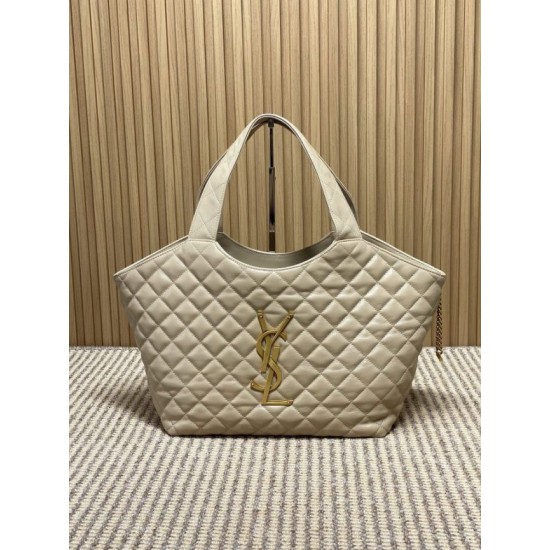Best Replica YSL Saint Laurent icare medium Quilted Tote Bag Apricot Clone Sale