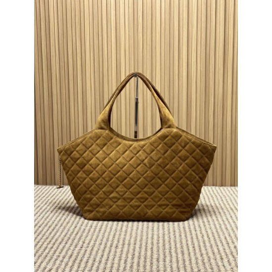 Best Replica YSL Saint Laurent icare medium Quilted Tote Bag Suede Brown Clone Sale