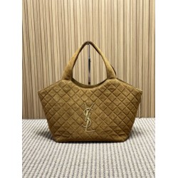 Best Replica YSL Saint Laurent icare medium Quilted Tote Bag Suede Brown Clone Sale