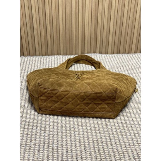 Best Replica YSL Saint Laurent icare medium Quilted Tote Bag Suede Brown Clone Sale