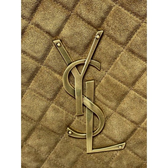 Best Replica YSL Saint Laurent icare medium Quilted Tote Bag Suede Brown Clone Sale