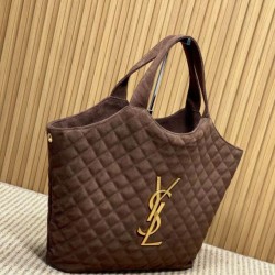 Best Replica YSL Saint Laurent Icare Suede Tote Bag in Brown Knockoff
