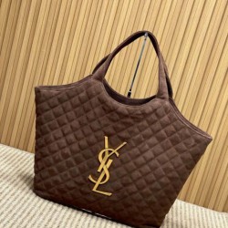 Best Replica YSL Saint Laurent Icare Suede Tote Bag in Brown Knockoff