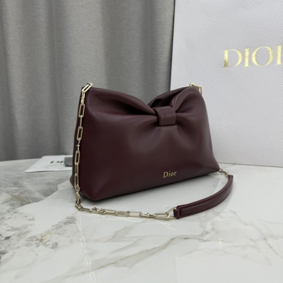 Best Replica Dior Bow Small/Medium Shoulder Bag in Gold Finish in Coffee Knockoff