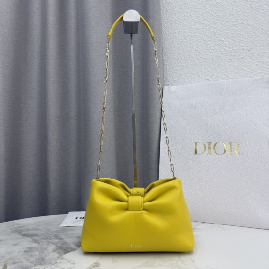 Best Replica Dior Bow Small/Medium Shoulder Bag in Gold Finish in Yellow Knockoff