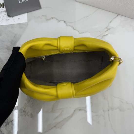 Best Replica Dior Bow Small/Medium Shoulder Bag in Gold Finish in Yellow Knockoff