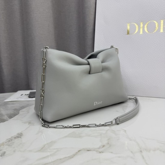Best Replica Dior Bow Small/Medium Shoulder Bag in Gold Finish in Grey Knockoff