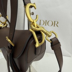 Best Replica Dior Saddle Bag in Brown Grained Calfskin Knockoff