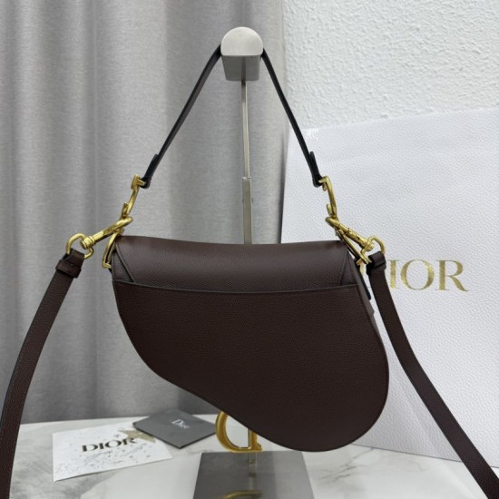 Best Replica Dior Saddle Bag in Brown Grained Calfskin Knockoff