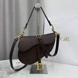Best Replica Dior Saddle Bag in Brown Grained Calfskin Knockoff