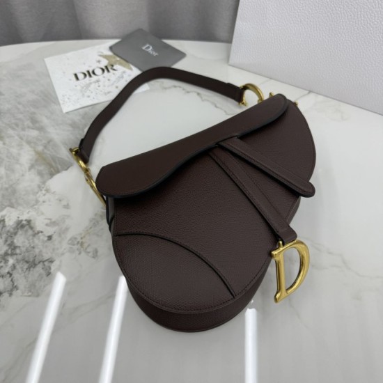 Best Replica Dior Saddle Bag in Brown Grained Calfskin Knockoff