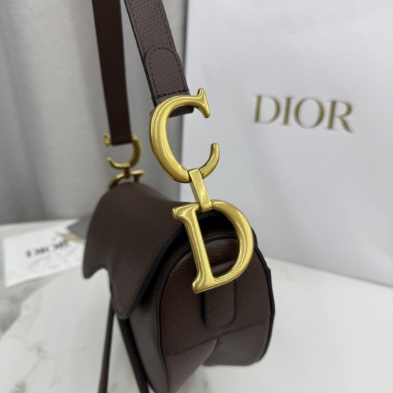 Best Replica Dior Saddle Bag in Brown Grained Calfskin Knockoff