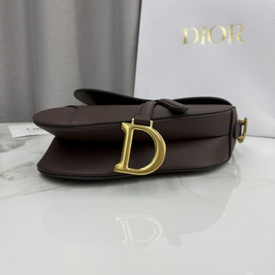 Best Replica Dior Saddle Bag in Brown Grained Calfskin Knockoff