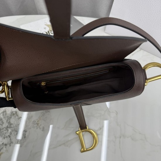 Best Replica Dior Saddle Bag in Brown Grained Calfskin Knockoff