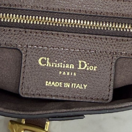 Best Replica Dior Saddle Bag in Brown Grained Calfskin Knockoff