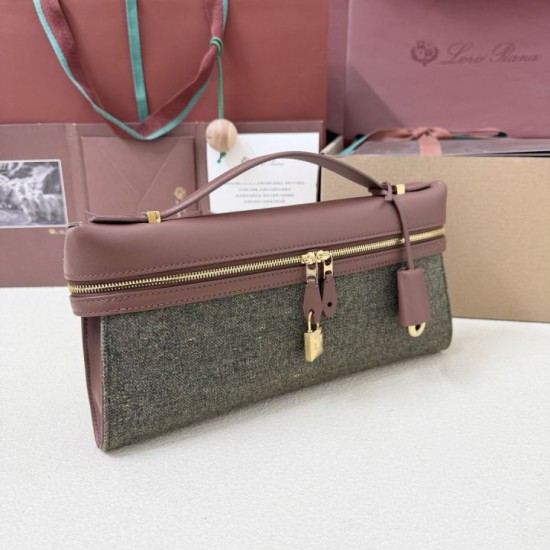 Best Replica Loro Piana Extra Clutch Bag L29 in Caramel Sage Knockoff