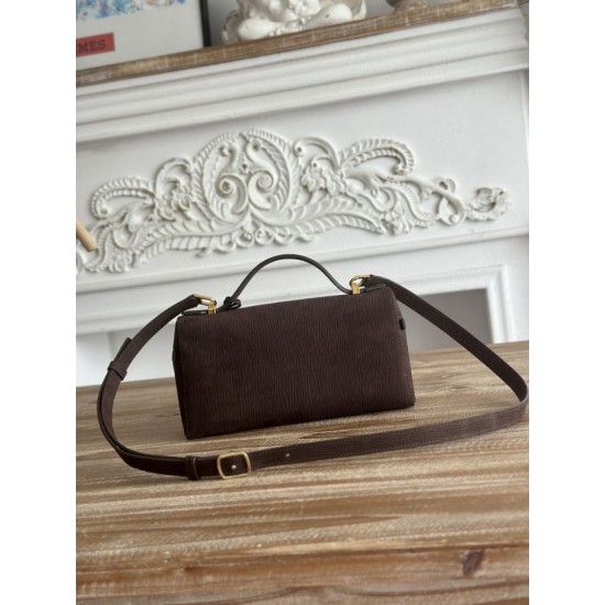 Best Replica Loro Piana Extra Bag 23 Top Handle Crossbody Bag Dark Brown Knockoff