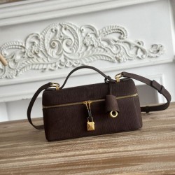 Best Replica Loro Piana Extra Bag 23 Top Handle Crossbody Bag Dark Brown Knockoff