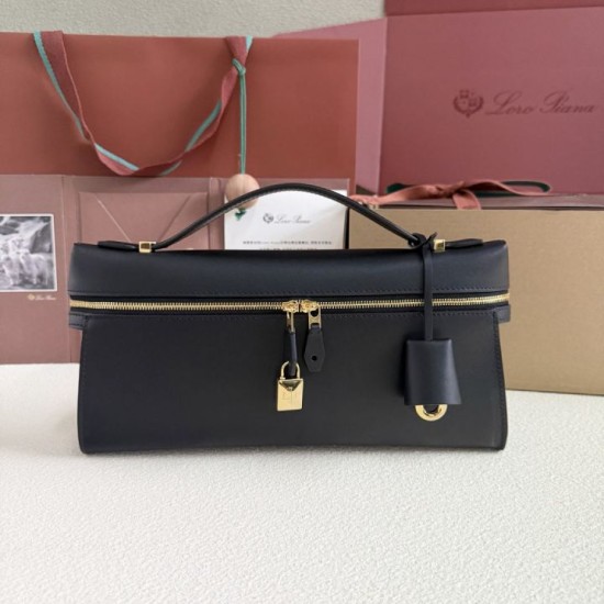 AAAAA Fake Loro Piana Extra Clutch Bag L29 Black Dupe Best Replica Loro Piana Extra Clutch Bag L29 Black Knockoff