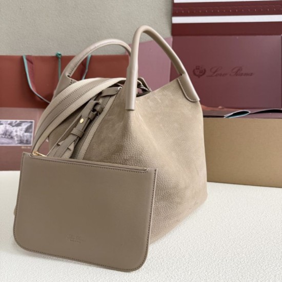 Best Replica Loro Piana Bale Bucket Bag Small/Medium Grey Knockoff