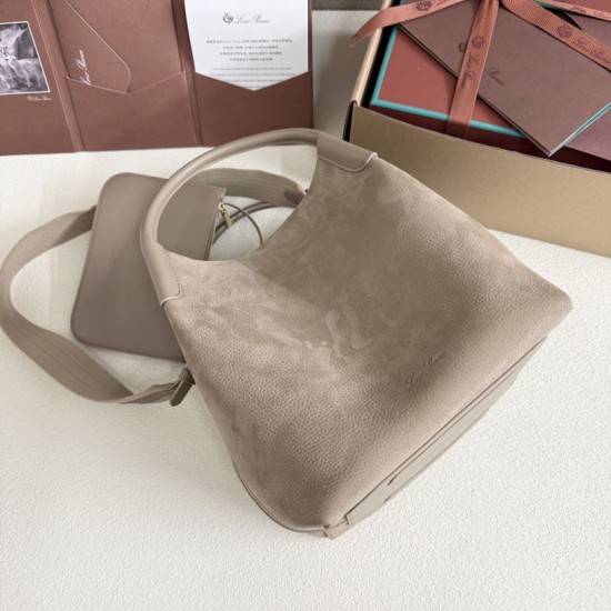 Best Replica Loro Piana Bale Bucket Bag Small/Medium Grey Knockoff