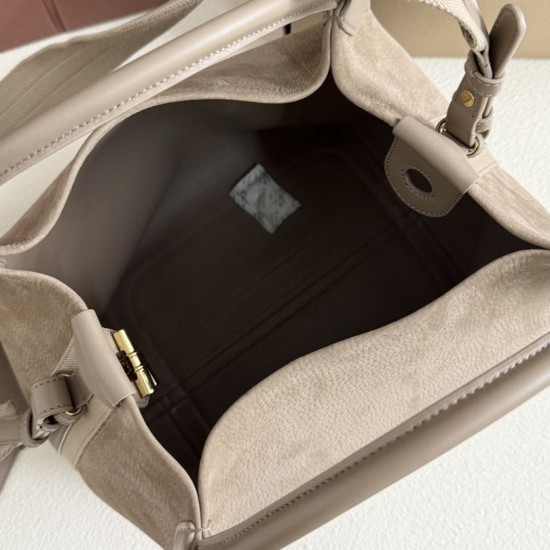Best Replica Loro Piana Bale Bucket Bag Small/Medium Grey Knockoff