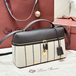 Best Replica Loro Piana Extra Bag L27 Striped Fabric Blue Knockoff