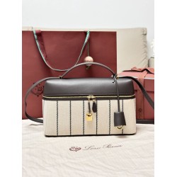 Best Replica Loro Piana Extra Bag L27 Striped Fabric Blue Knockoff