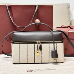 Best Replica Loro Piana Extra Bag L27 Striped Fabric Blue Knockoff