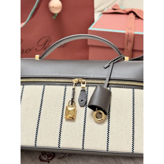 Best Replica Loro Piana Extra Bag L27 Striped Fabric Blue Knockoff