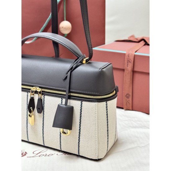 Best Replica Loro Piana Extra Bag L27 Striped Fabric Blue Knockoff