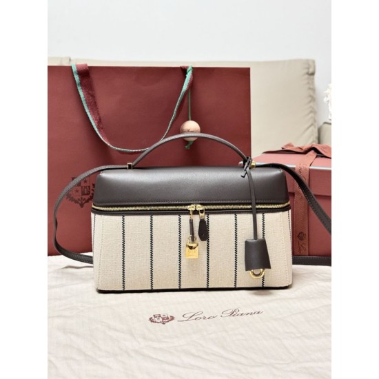 Best Replica Loro Piana Extra Bag L27 Striped Fabric Blue Knockoff