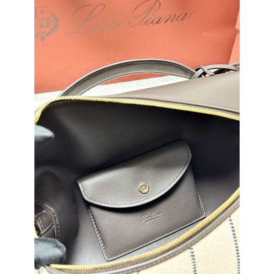 Best Replica Loro Piana Extra Bag L27 Striped Fabric Blue Knockoff