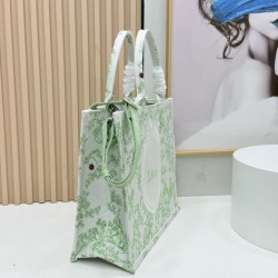 Best Replica Dior Book Tote Bag Small/Medium/Large with Shoulder Strap Multicolored Toile de Jouy Embroidery Green Knockoff