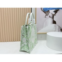 Best Replica Dior Book Tote Bag Small/Medium/Large with Shoulder Strap Multicolored Toile de Jouy Embroidery Green Knockoff