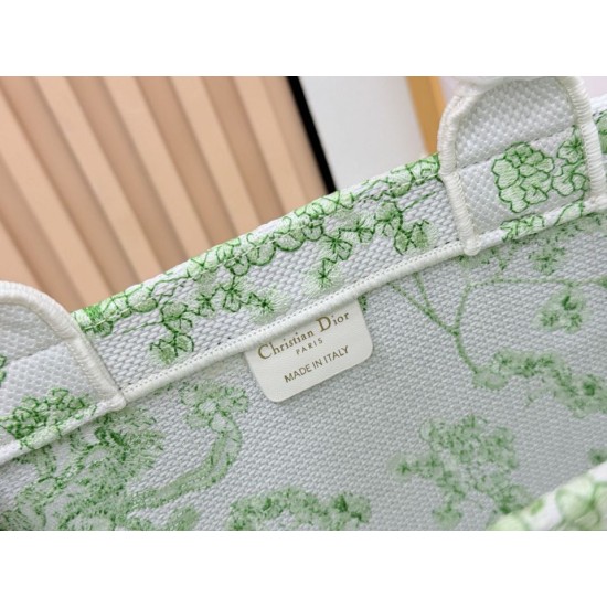 Best Replica Dior Book Tote Bag Small/Medium/Large with Shoulder Strap Multicolored Toile de Jouy Embroidery Green Knockoff