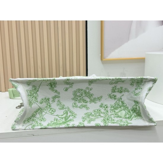 Best Replica Dior Book Tote Bag Small/Medium/Large with Shoulder Strap Multicolored Toile de Jouy Embroidery Green Knockoff
