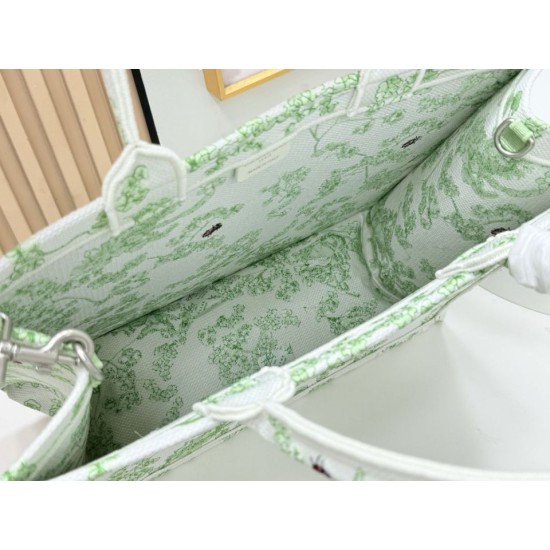 Best Replica Dior Book Tote Bag Small/Medium/Large with Shoulder Strap Multicolored Toile de Jouy Embroidery Green Knockoff