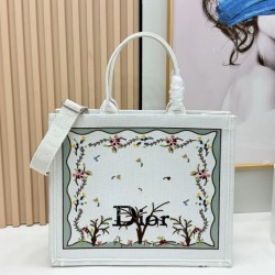 Best Replica Dioramour Bag Dior Book Tote with Shoulder Strap Multicolored Revolution Flowers White Embroidery Knockoff
