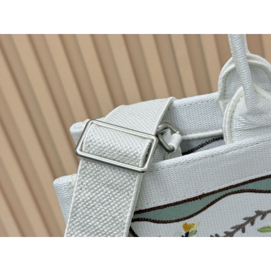Best Replica Dioramour Bag Dior Book Tote with Shoulder Strap Multicolored Revolution Flowers White Embroidery Knockoff