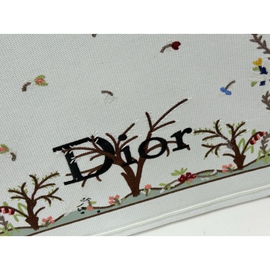 Best Replica Dioramour Bag Dior Book Tote with Shoulder Strap Multicolored Revolution Flowers White Embroidery Knockoff
