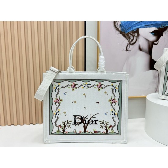 Best Replica Dioramour Bag Dior Book Tote with Shoulder Strap Multicolored Revolution Flowers White Embroidery Knockoff