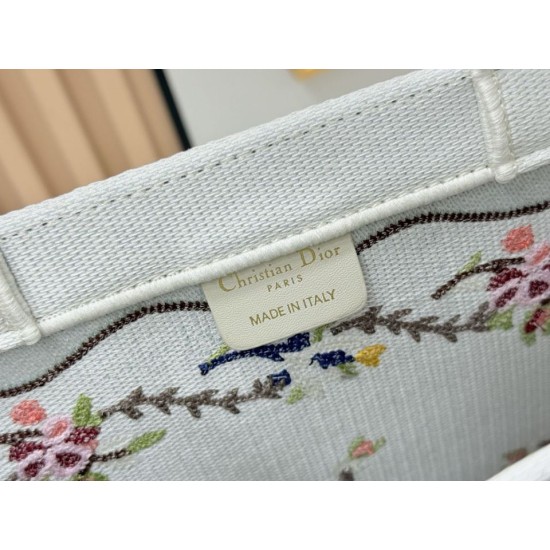 Best Replica Dioramour Bag Dior Book Tote with Shoulder Strap Multicolored Revolution Flowers White Embroidery Knockoff