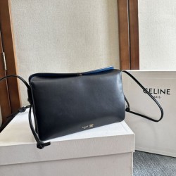 Best Replica Celine Trio Flap Bag Soft Lambskin Black Knockoff