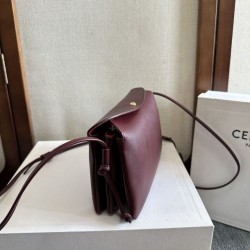 Best Replica Celine Trio Flap Bag Soft Lambskin Burgundy Knockoff