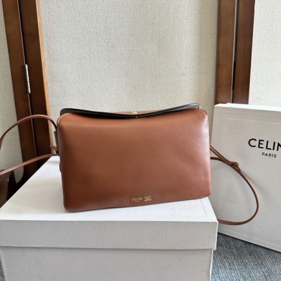 Best Replica Celine Trio Flap Bag in Soft Brown Lambskin Knockoff