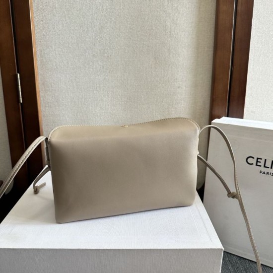 Best Replica Celine Trio Flap Bag Soft Lambskin Gray lambskin Knockoff