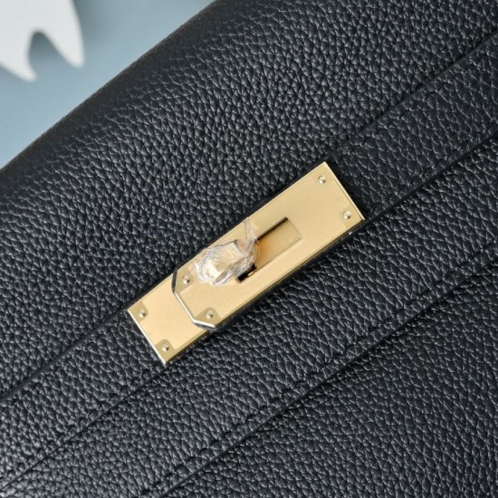 Best Replica Hermes Kelly Messenger Shoulder Bag in Black Knockoff
